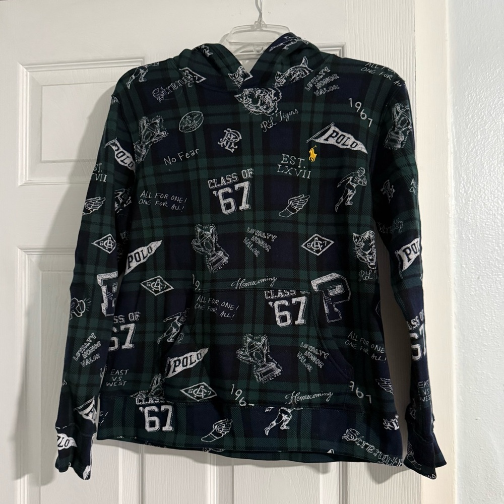 Polo by Ralph Lauren Green and Navy Plaid Hoodie